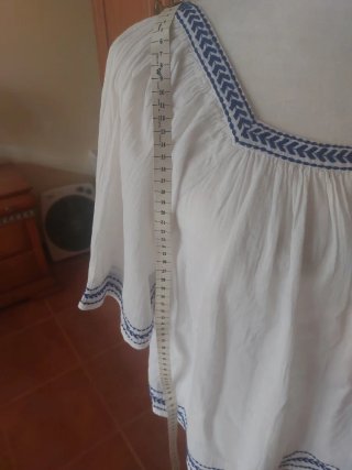 Camisa Ibicenca Mango Bordada Azul