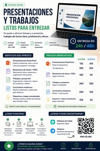 Presentaciones y trabajos. Listos para entregar