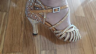 Zapatos de baile dorados talla 37.