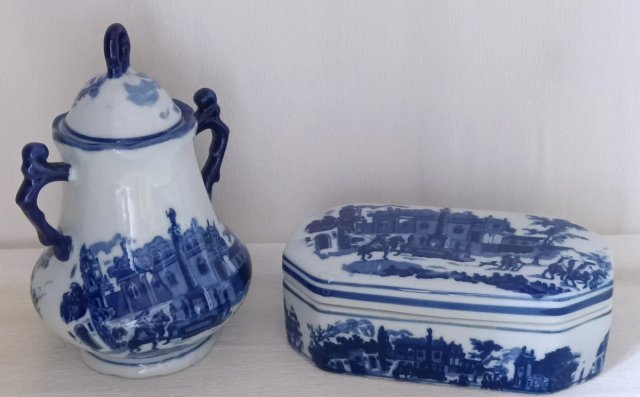 Conjunto porcelana azul vintage años 60