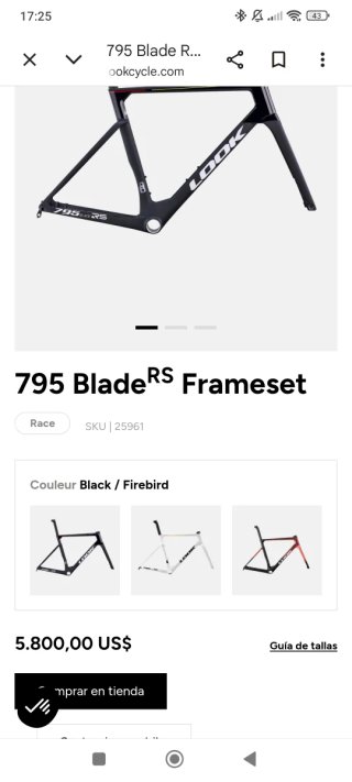 LOOK 795 BLADE RS COFIDIS Tope Gama