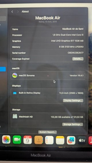 MacBook Air 2018 8GB RAM 120GB
