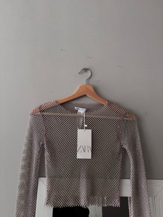 Camisa Zara Strass Talla S