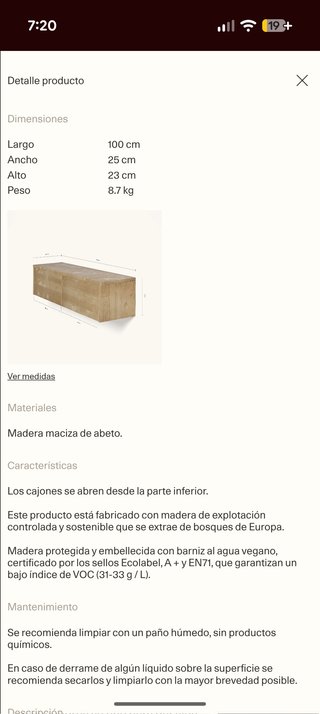 Recibidor flotante madera cajón