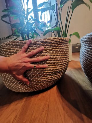 Puff de mimbre redondo beige