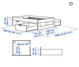Estructura de cama doble con cajones y colchón
