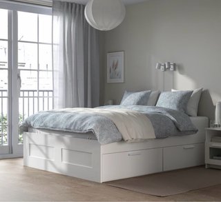 Estructura de cama doble con cajones y colchón