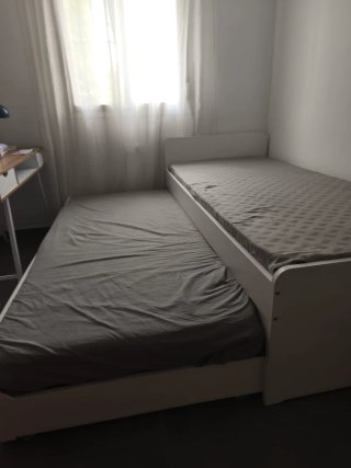 Cama nido Ikea Slakt gris y blanca