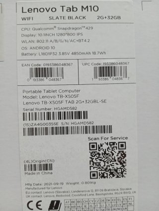 Lenovo Tab M10 HD Tablet Negra