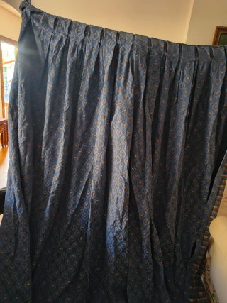 2 Patas Cortinas Tela Tapicería Azul ancho 2,65 y