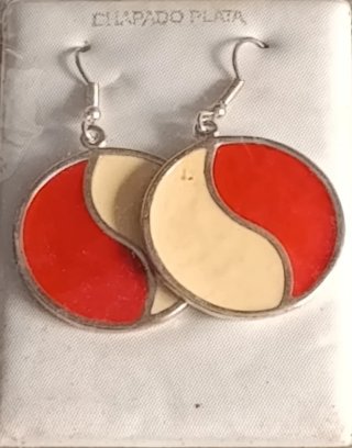 Pendientes Yin Yang Rojo y Beige