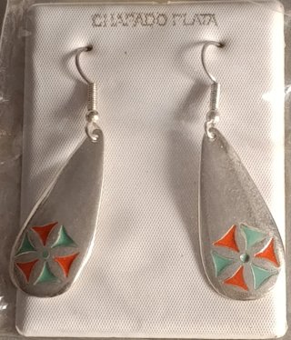 Pendientes Chapado Plata Naranja y Plata