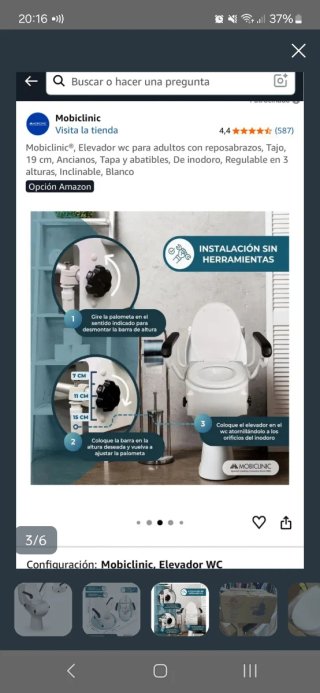 Elevador WC Mobiclinic con Reposabrazos
