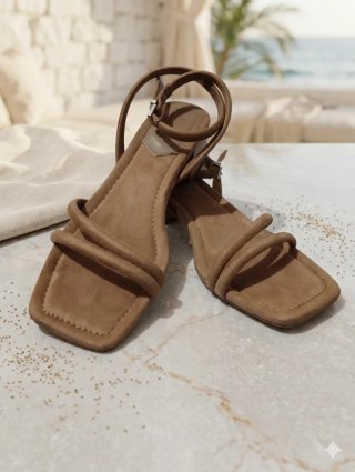 Sandalias de tacón marrón