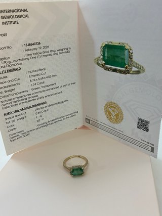 Anillo Oro Esmeralda Diamantes IGI