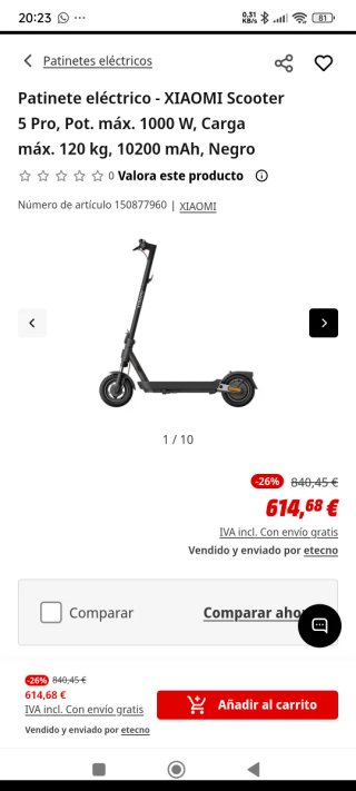 Patinete Eléctrico Xiaomi 5Pro Nuevo