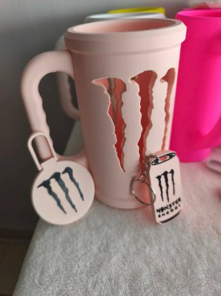 Copo Monster Rosa Pastel com Acessórios