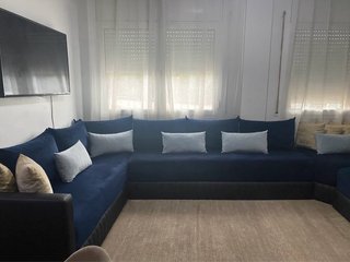 Sdari azul de terciopelo y cuero