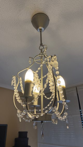 Lámpara colgante de cristal y metal