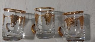 Juego Café Cristal Italiano con decoración de oro
