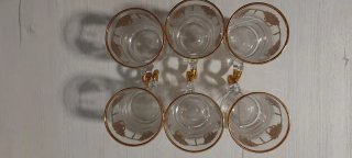 Juego Café Cristal Italiano con decoración de oro