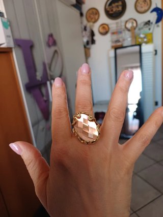 Anello cristallo rosa cipria oro