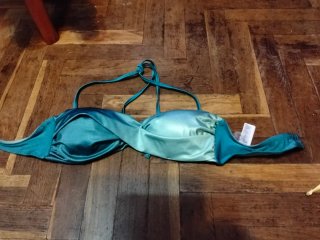 Top bikini bandeau cruzado ESMARA azul/verde