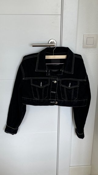Conjunto Cazadora y Falda Denim Negro x Rosalia