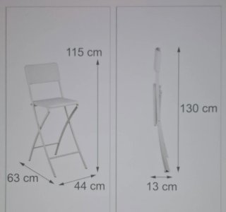 Mesa alta plegable y 2 taburetes blancos