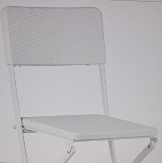 Mesa alta plegable y 2 taburetes blancos