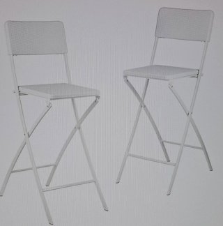 Mesa alta plegable y 2 taburetes blancos