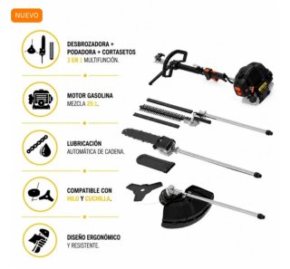 Desbrozadora multifunción + accesorios