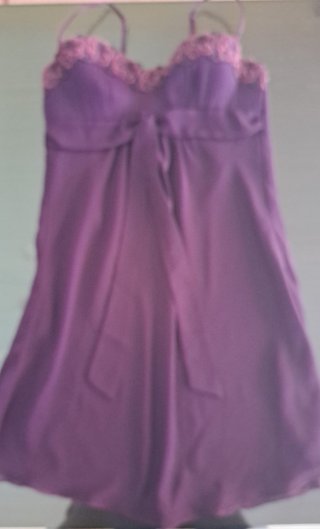 Babydoll Lencero Morado Encaje Lazo Talla L