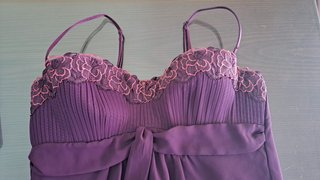 Babydoll Lencero Morado Encaje Lazo Talla L