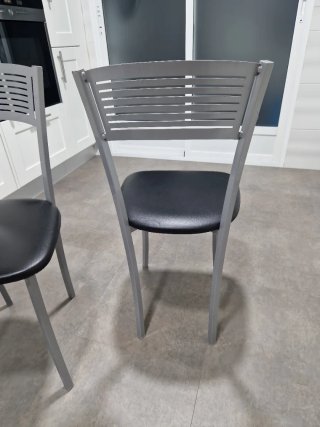 Set 4 Sillas Cocina Negras y Grises
