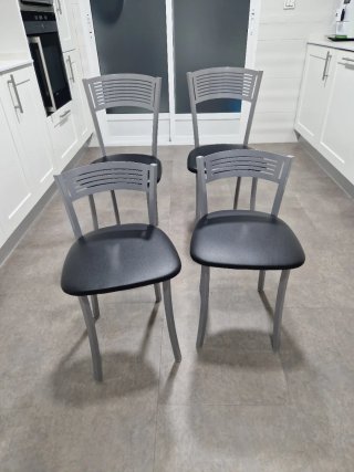 Set 4 Sillas Cocina Negras y Grises