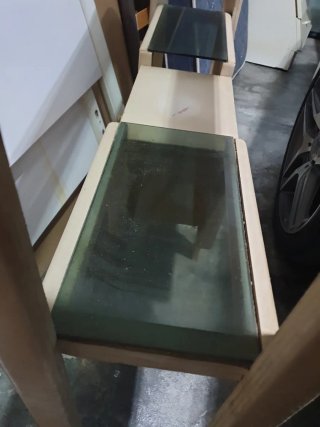 Mueble recibidor cristal y madera beige