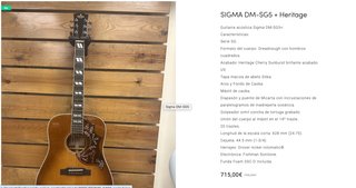 Guitarra Sigma DM-SG5+ Hummingbird