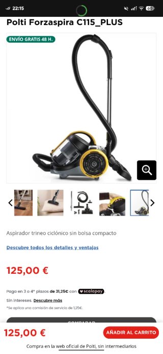 Aspiradora Polti Forzaspira c115 plus