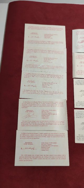 Lote 9 Certificados Monedas FNMT