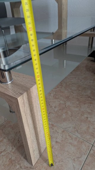 Juego de mesas de comedor cristal y madera