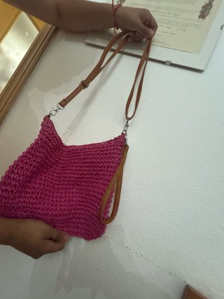 Bolsos de verano crochet beige y rosa
