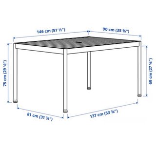 Mesa y 6 sillas apilables exterior