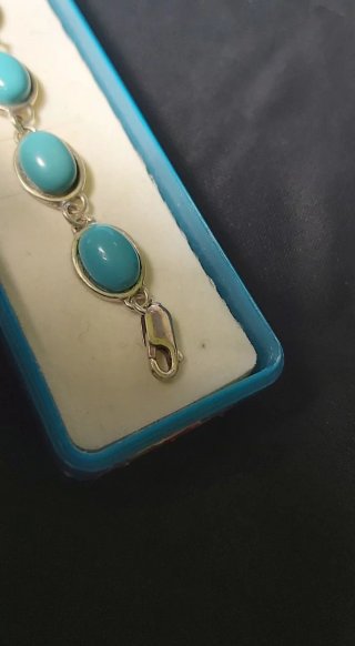 Pulsera Plata 925 y Turquesas Ovaladas