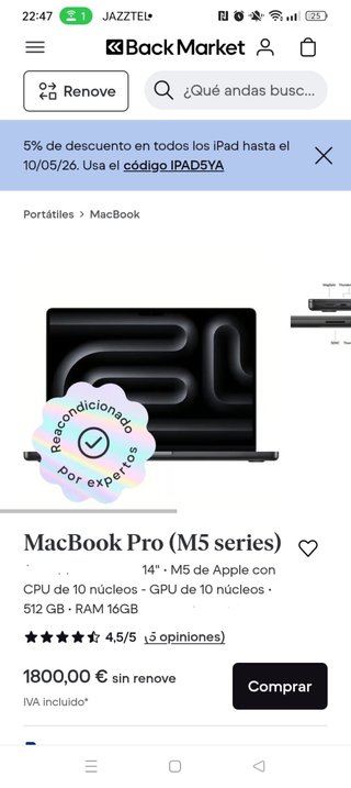 MACBOOK PRO M5 NUEVO + APPLE CARE 3 AÑOS