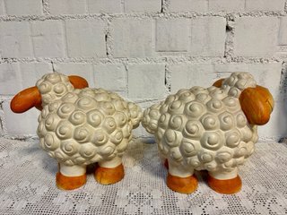 Pareja Ovejas Decorativas Vintage Cerámica