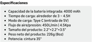 Inflador Eléctrico Portátil USB-C 4000mAh