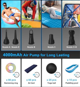 Inflador Eléctrico Portátil USB-C 4000mAh