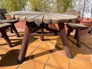 Mesa y 6 Sillas Jardín Madera Rústica