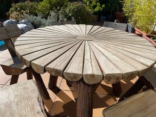 Mesa y 6 Sillas Jardín Madera Rústica
